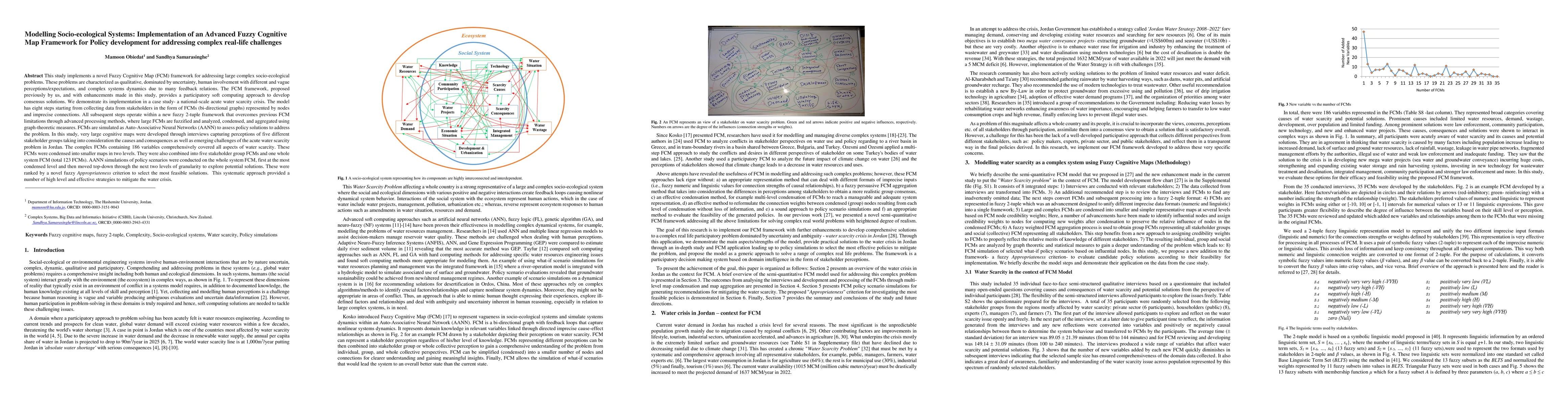 Thumbnail for Modelling Socio-ecological Systems: Implementation of an Advanced Fuzzy
  Cognitive Map Framework for Policy development for addressing complex
  real-life challenges