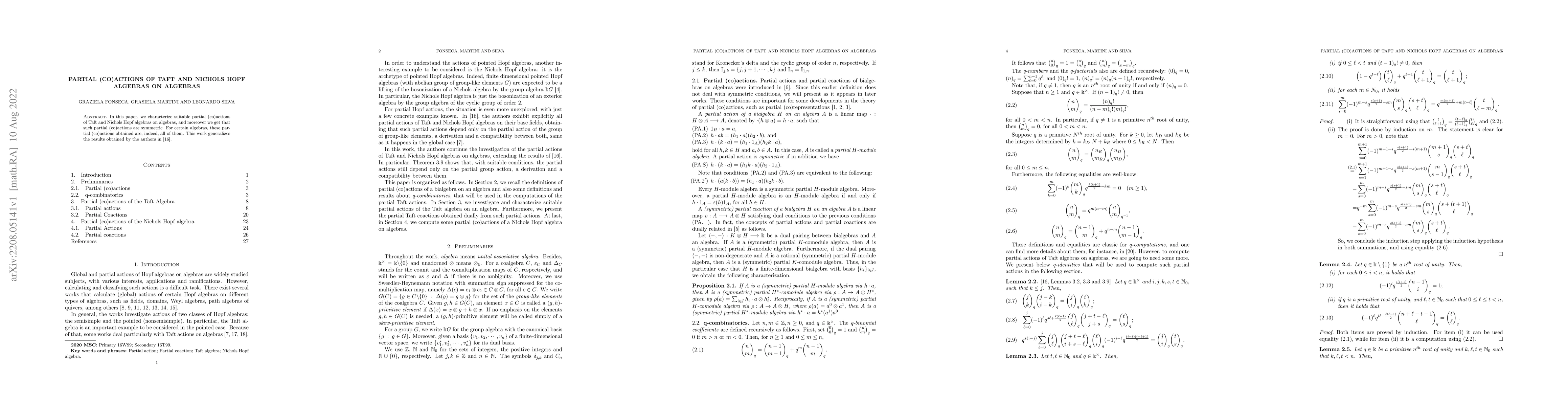 Thumbnail for Partial (co)actions of Taft and Nichols Hopf algebras on algebras