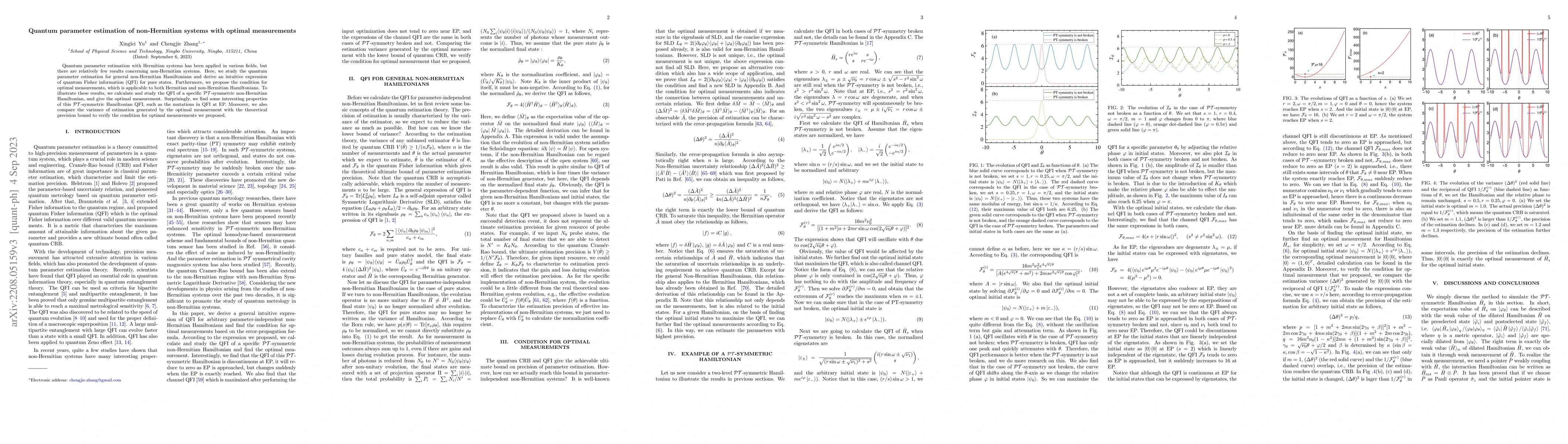 Thumbnail for Quantum parameter estimation of non-Hermitian systems with optimal
  measurements