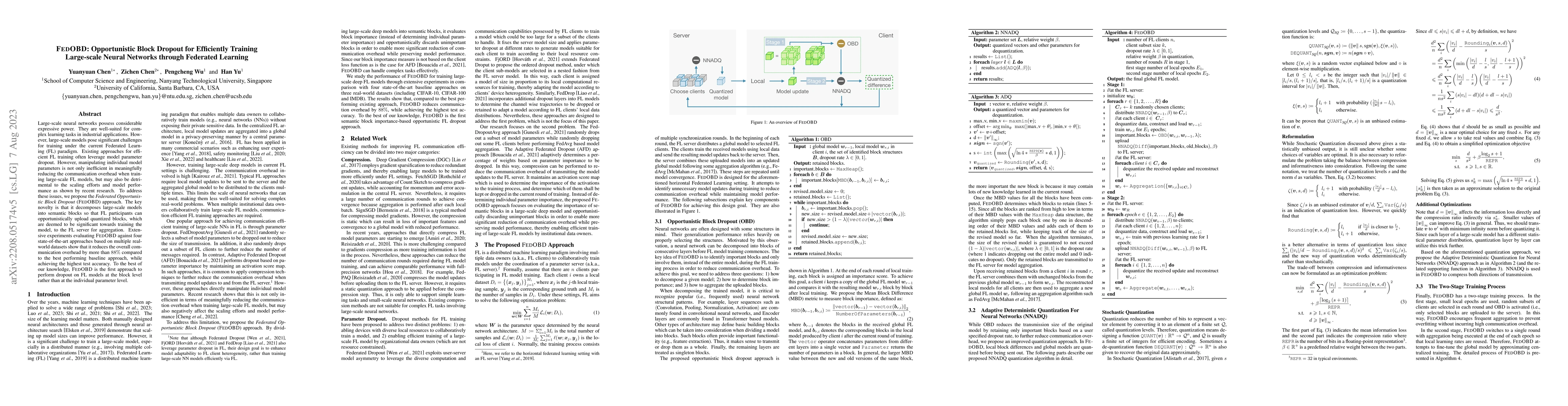 Thumbnail for FedOBD: Opportunistic Block Dropout for Efficiently Training Large-scale
  Neural Networks through Federated Learning
