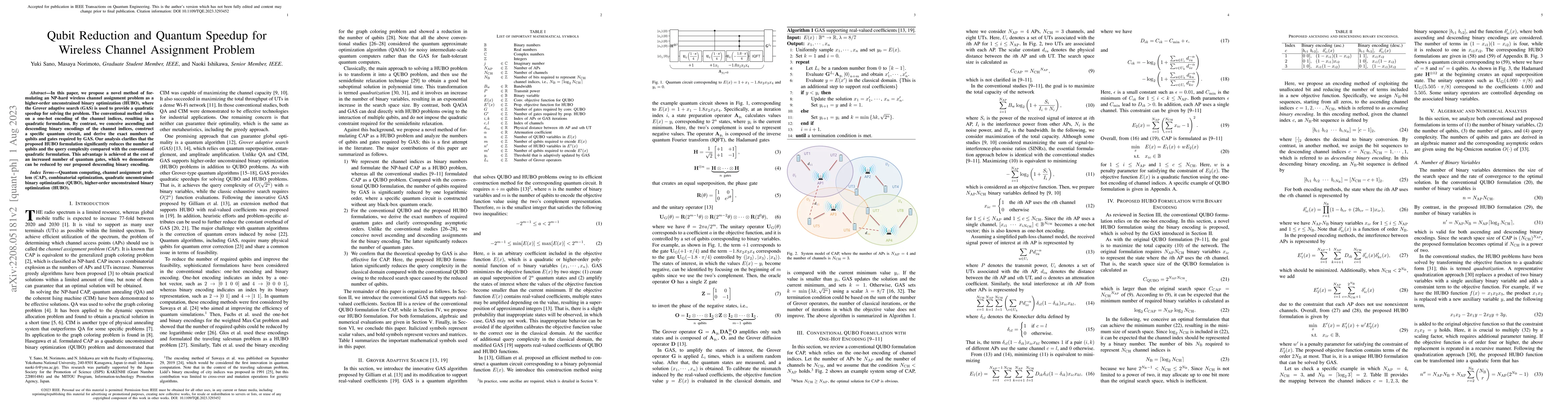 Thumbnail for Qubit Reduction and Quantum Speedup for Wireless Channel Assignment
  Problem