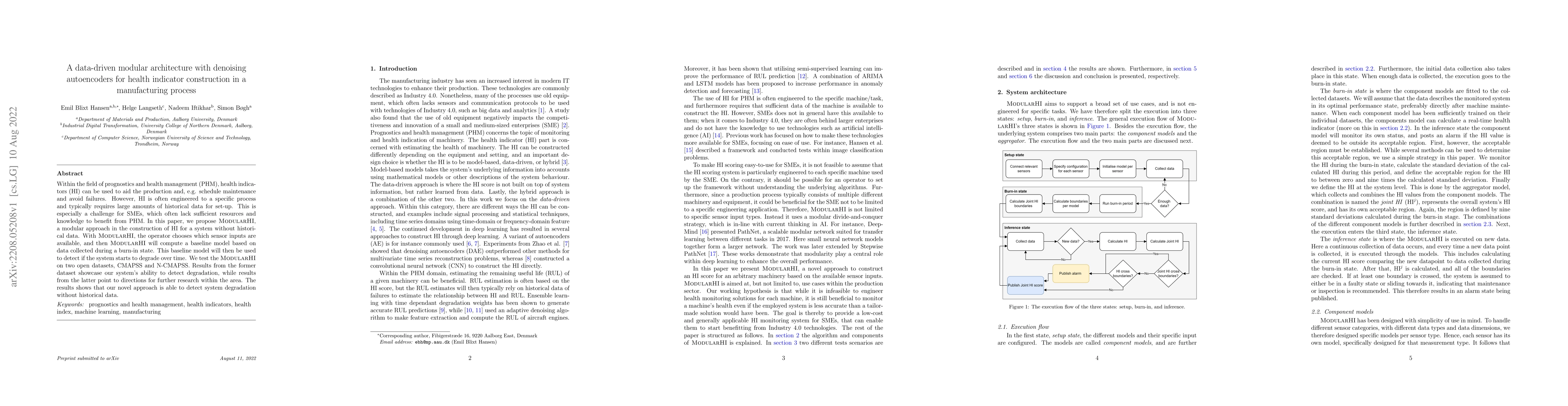 Thumbnail for A data-driven modular architecture with denoising autoencoders for
  health indicator construction in a manufacturing process