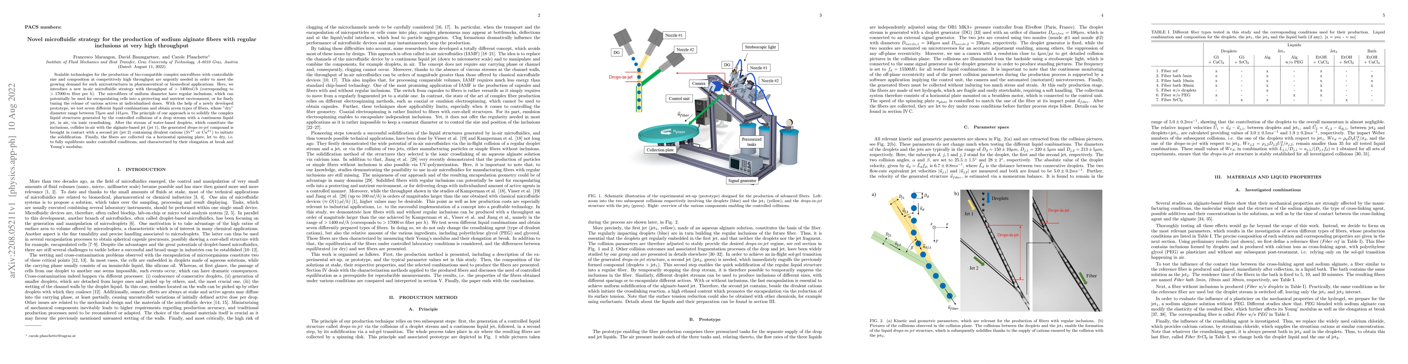 Thumbnail for Novel microfluidic strategy for the production of sodium alginate fibers
  with regular inclusions at very high throughput