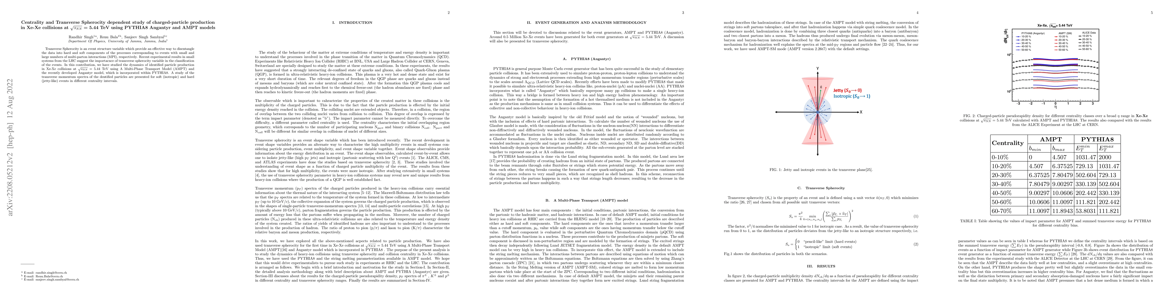 Thumbnail for Centrality and Transverse Spherocity dependent study of charged-particle
  production in Xe-Xe collisions at $\sqrt{s_{NN}}$ = 5.44 TeV using PYTHIA8
  Angantyr and AMPT models