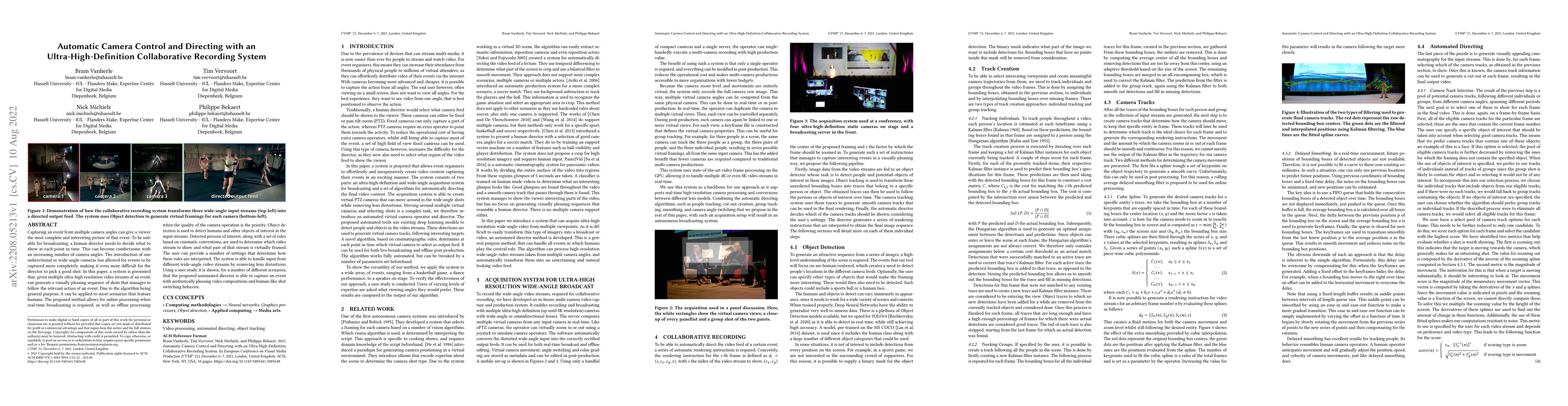 Thumbnail for Automatic Camera Control and Directing with an Ultra-High-Definition
  Collaborative Recording System