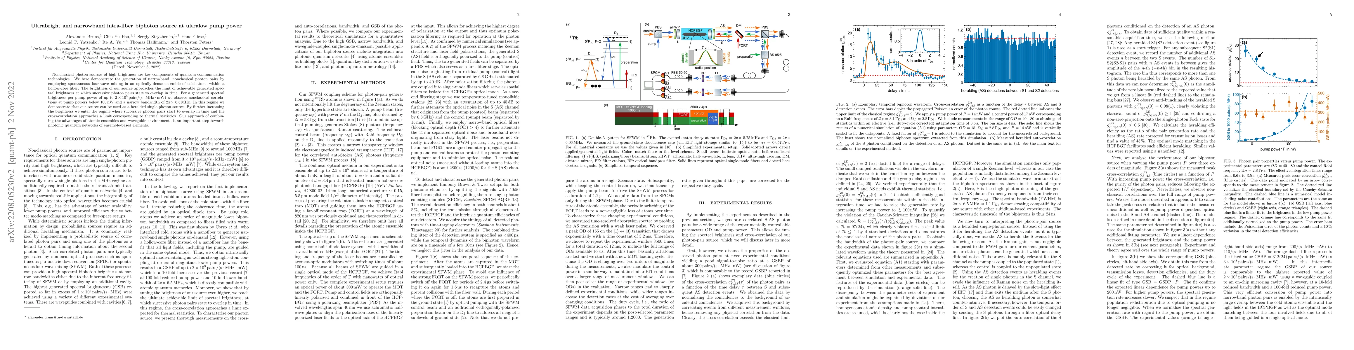 Thumbnail for Ultrabright and narrowband intra-fiber biphoton source at ultralow pump
  power