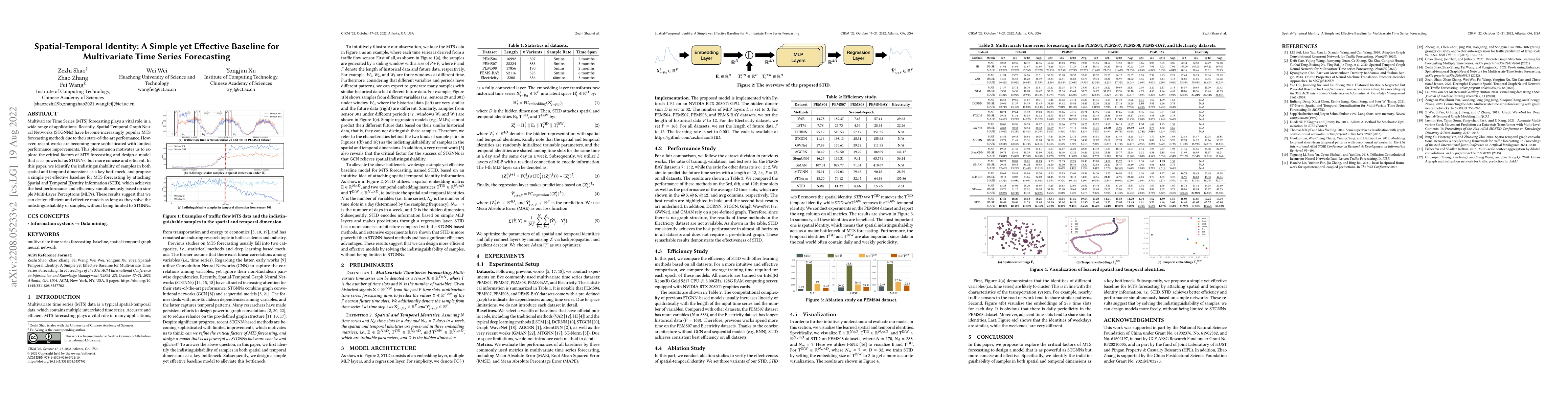 Thumbnail for Spatial-Temporal Identity: A Simple yet Effective Baseline for
  Multivariate Time Series Forecasting
