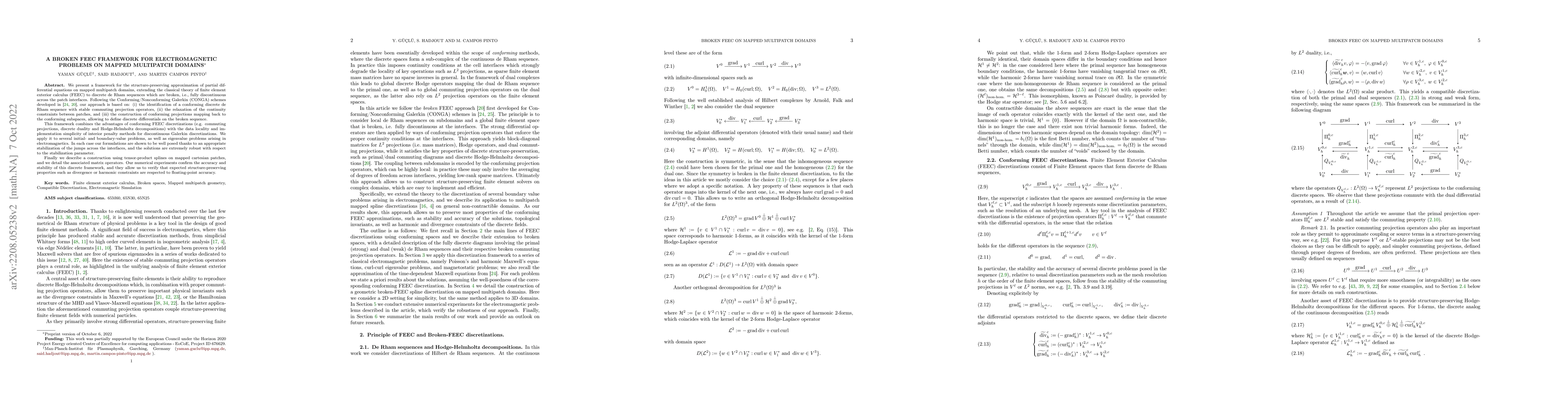 Thumbnail for A broken FEEC framework for electromagnetic problems on mapped
  multipatch domains