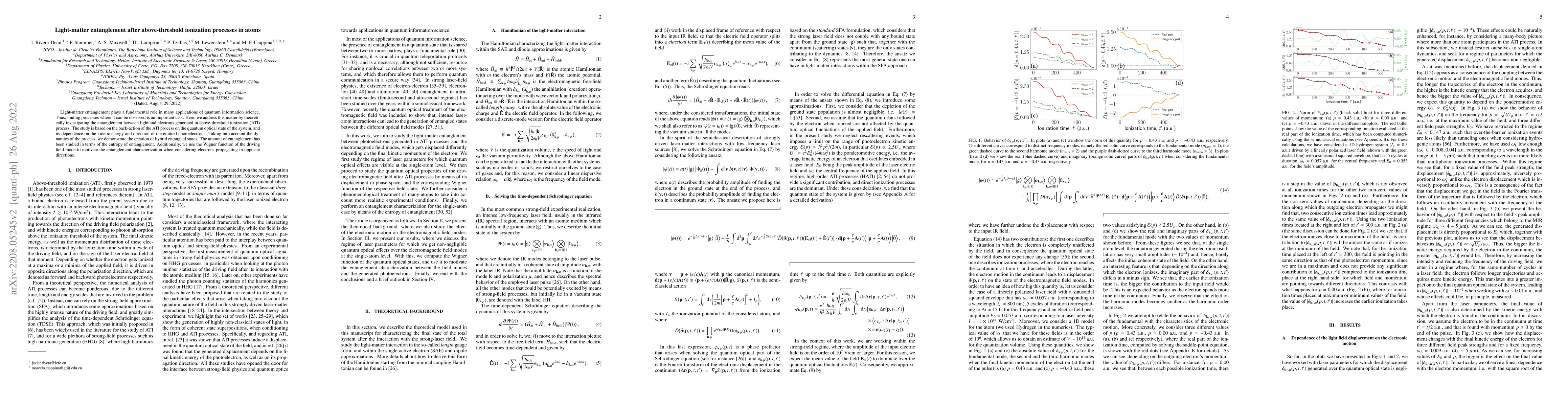 Thumbnail for Light-matter entanglement after above-threshold ionization processes in
  atoms