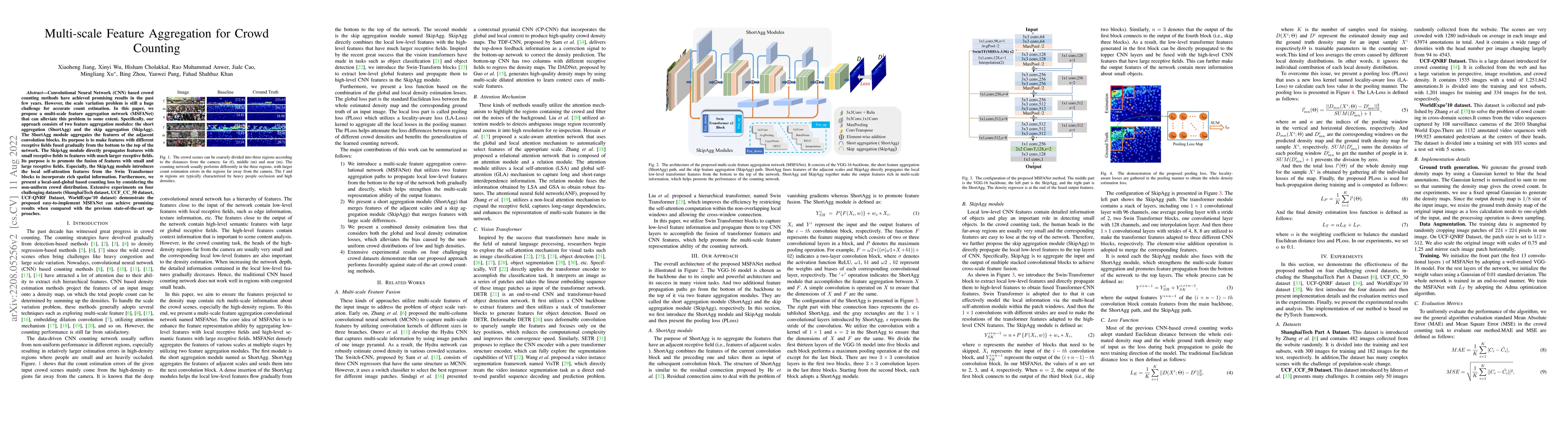Thumbnail for Multi-scale Feature Aggregation for Crowd Counting
