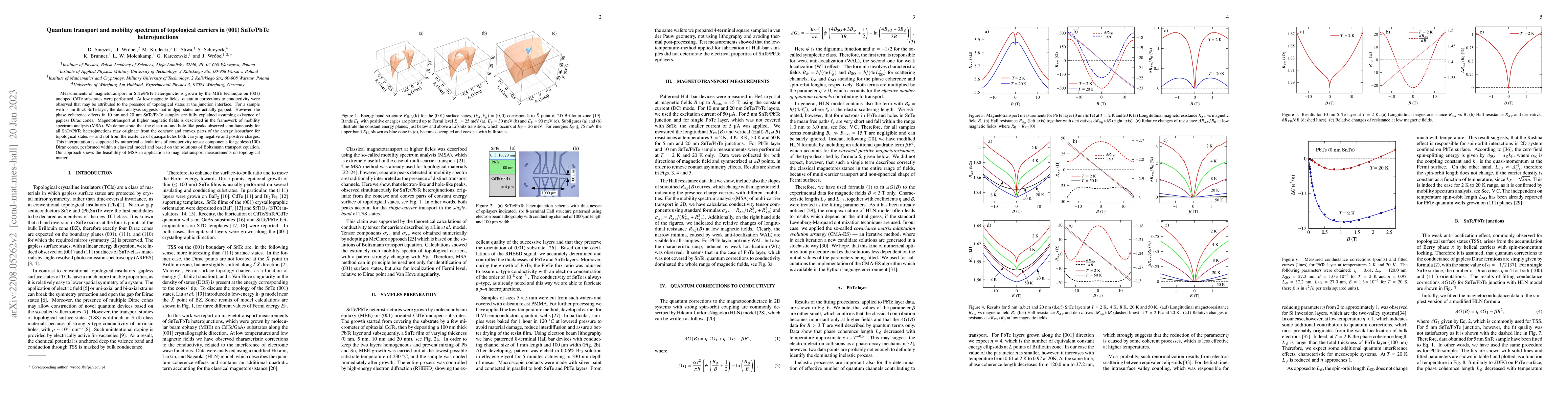 Thumbnail for Quantum transport and mobility spectrum of topological carriers in (001)
  SnTe/PbTe heterojunctions