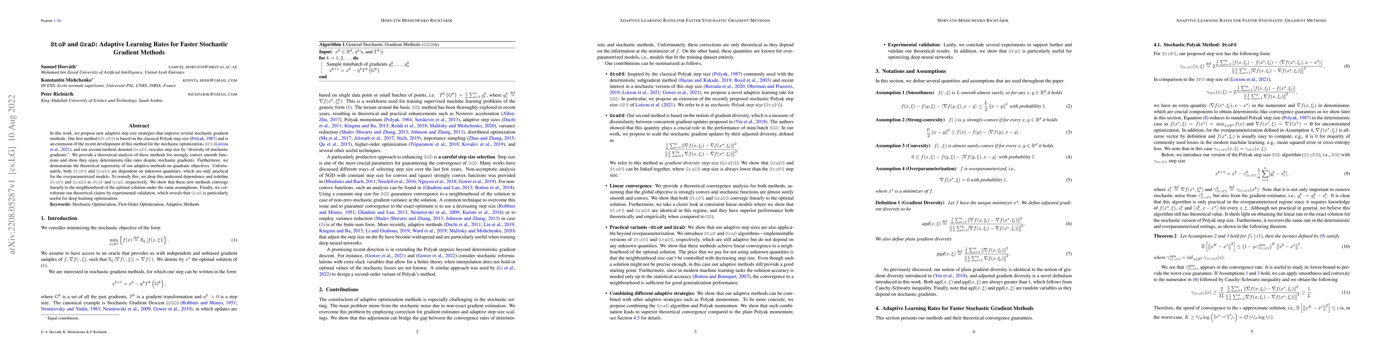 Thumbnail for Adaptive Learning Rates for Faster Stochastic Gradient Methods