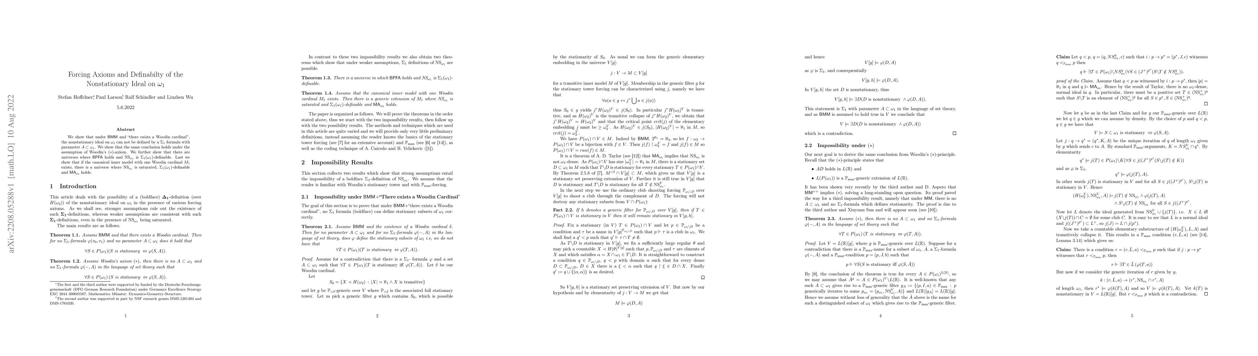 Thumbnail for Forcing Axioms and the Definabilty of the Nonstationary Ideal on
  $\omega_1$