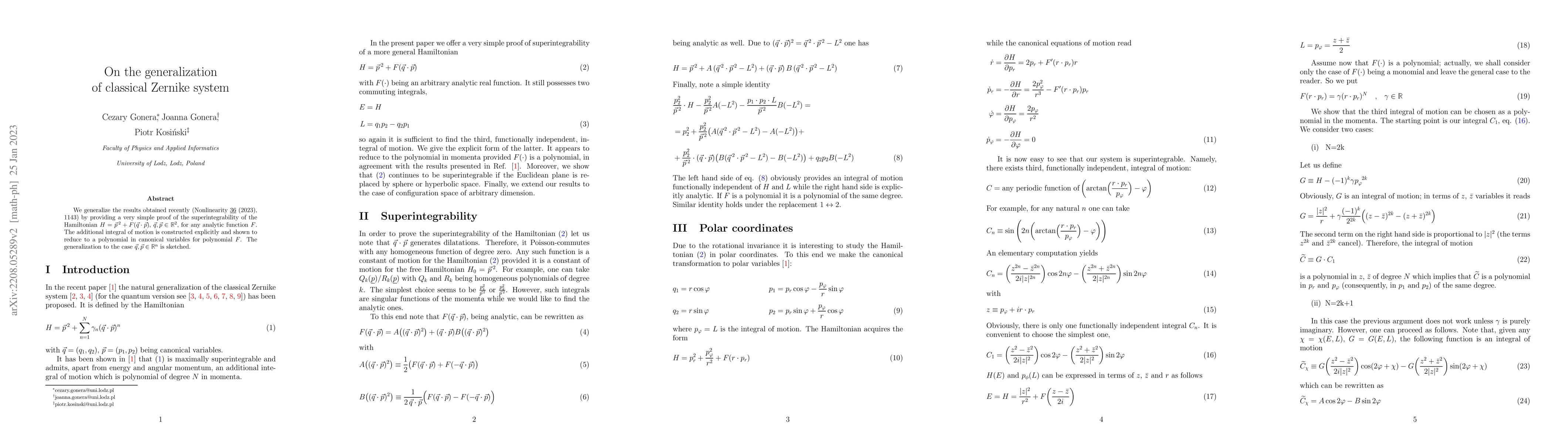 Thumbnail for On the generalization of classical Zernike system