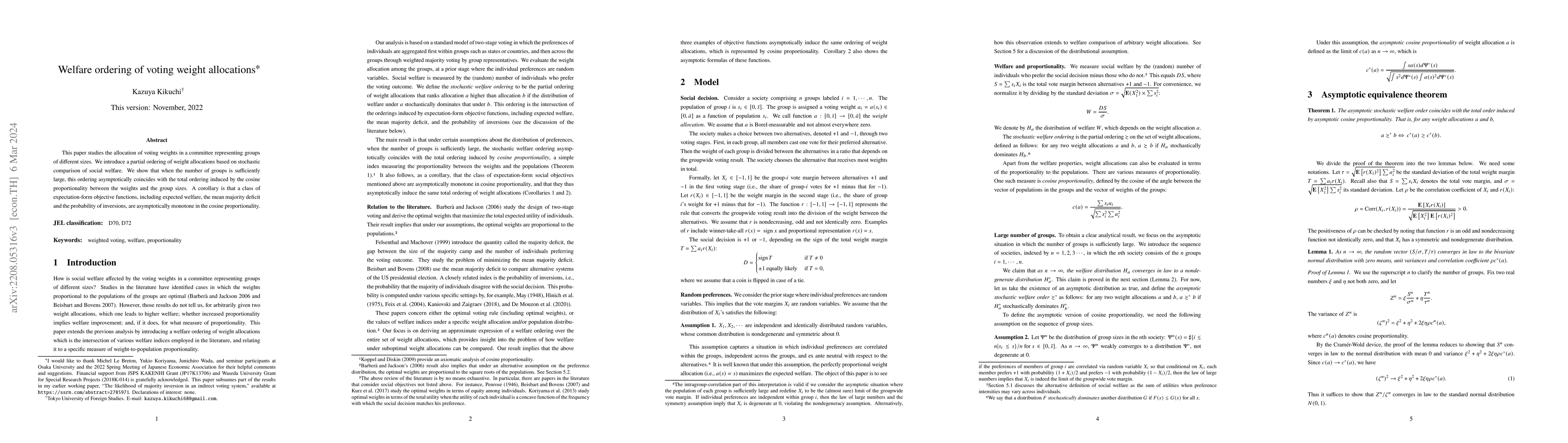 Thumbnail for Welfare ordering of voting weight allocations
