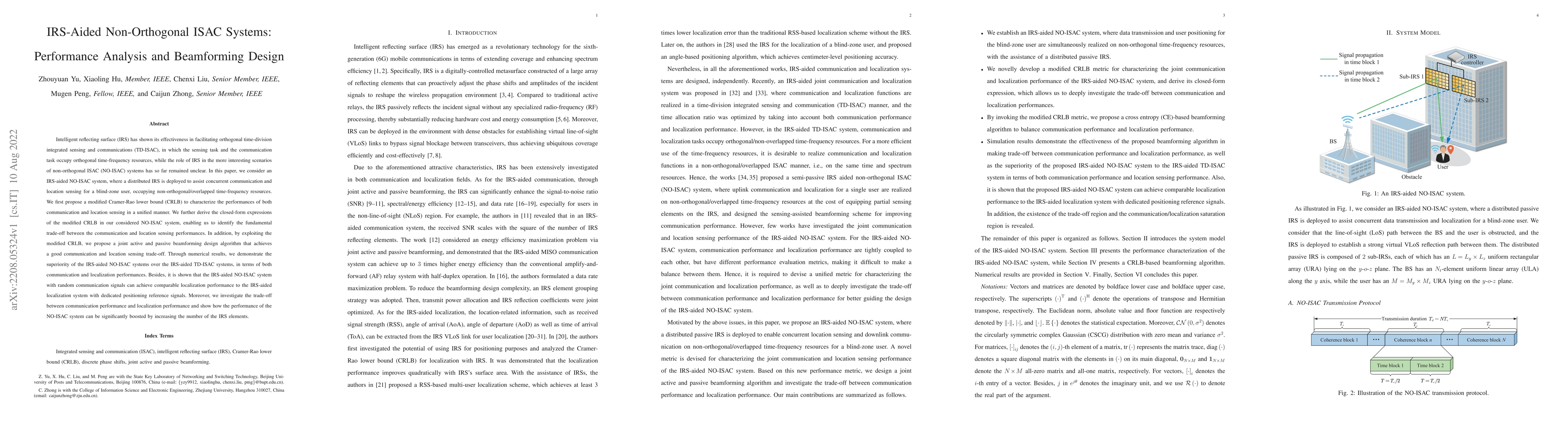 Thumbnail for IRS-Aided Non-Orthogonal ISAC Systems: Performance Analysis and
  Beamforming Design