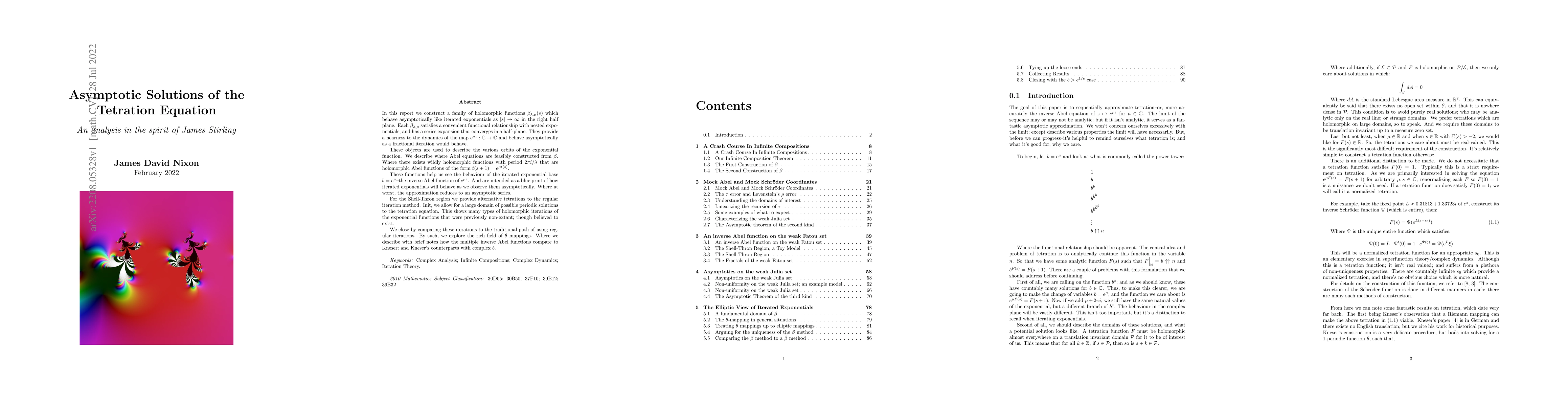 Thumbnail for Asymptotic Solutions of the Tetration Equation