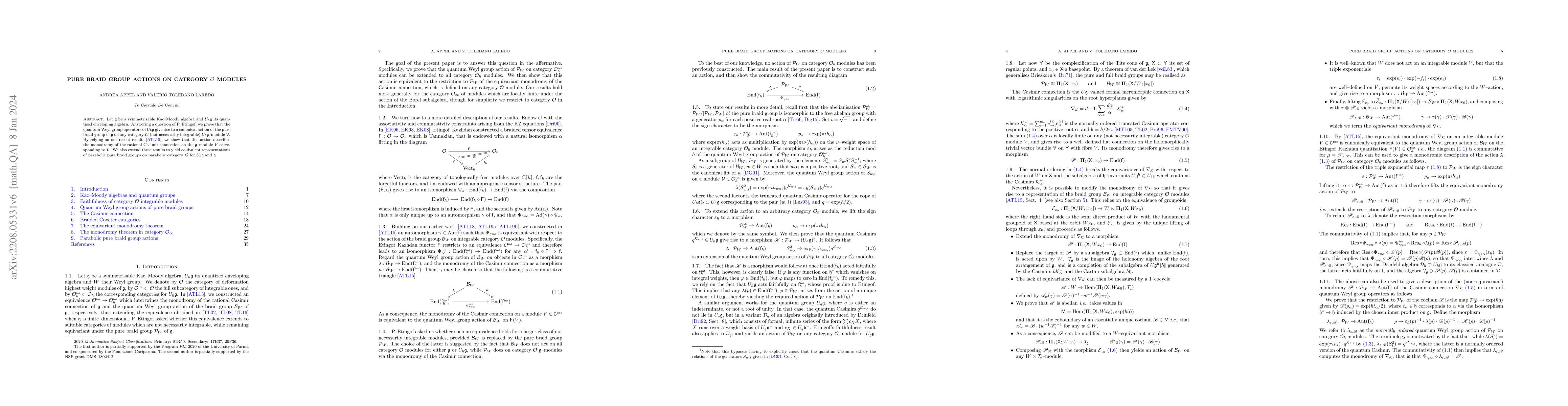 Thumbnail for Pure braid group actions on category O modules