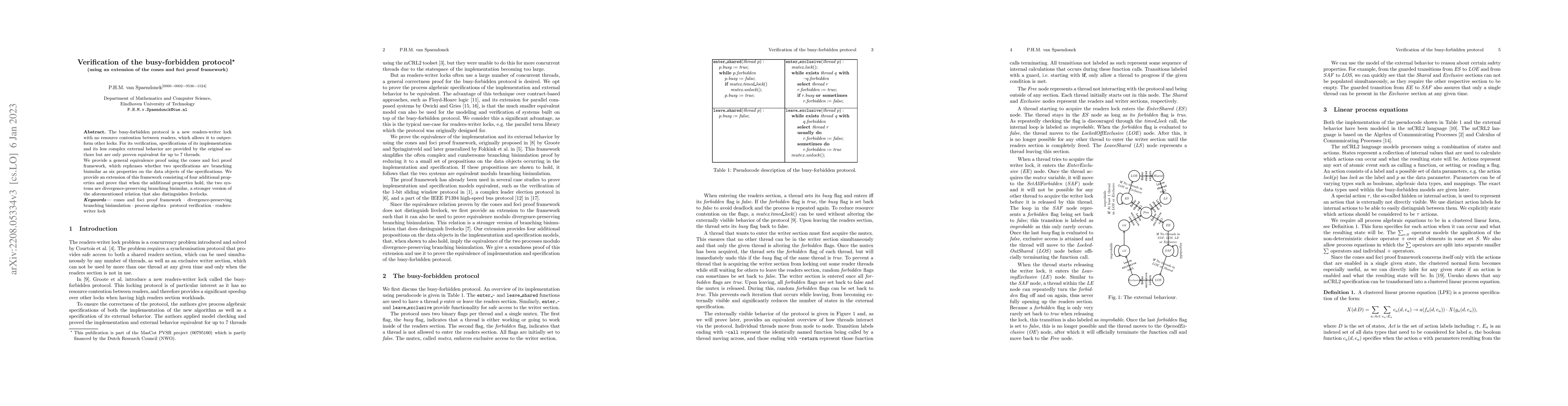 Thumbnail for Verification of the busy-forbidden protocol (using an extension of the
  cones and foci framework)