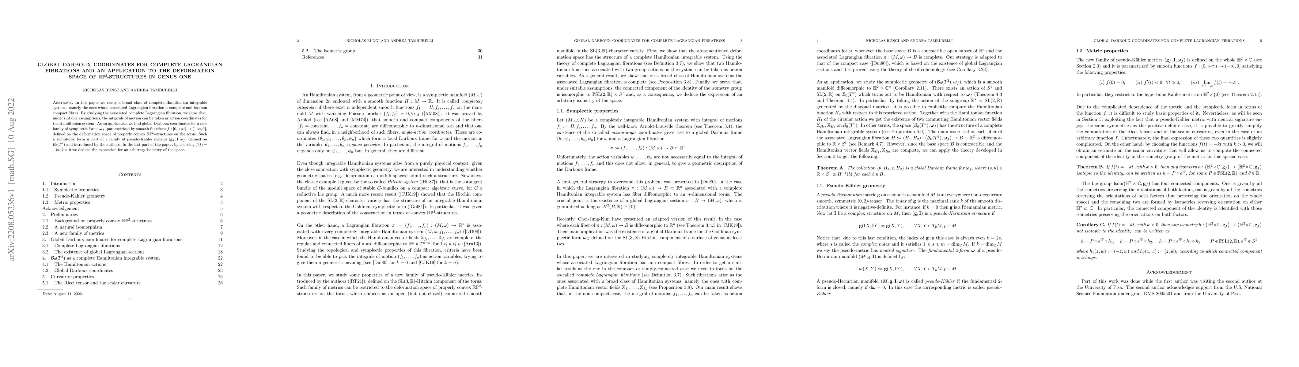Thumbnail for Global Darboux coordinates for complete Lagrangian fibrations and an
  application to the deformation space of $\mathbb{R}\mathbb{P}^2$-structures
  in genus one