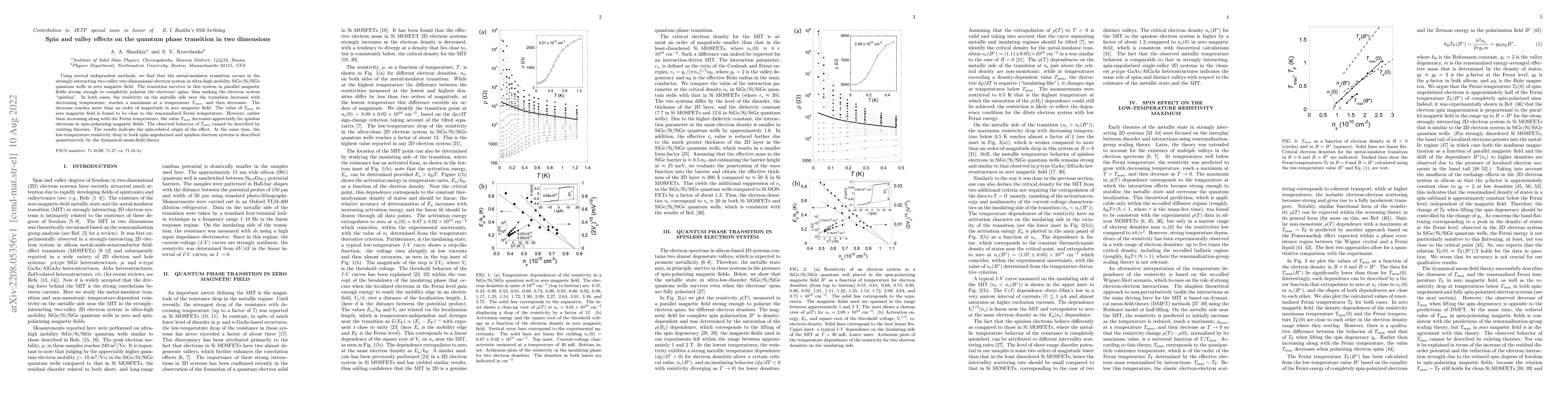 Thumbnail for Spin and valley effects on the quantum phase transition in two
  dimensions