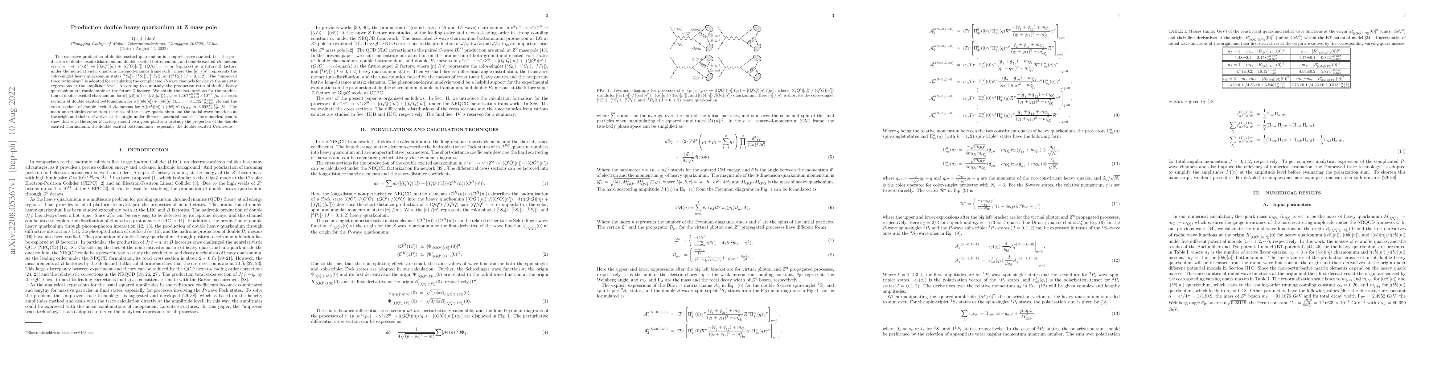Thumbnail for Production double heavy quarkonium via $e^+e^-\to \gamma^*/Z^0
  \to|(Q\bar{Q'})[n]\rangle +|(Q'\bar{Q})[n']\rangle$ at Z mass pole