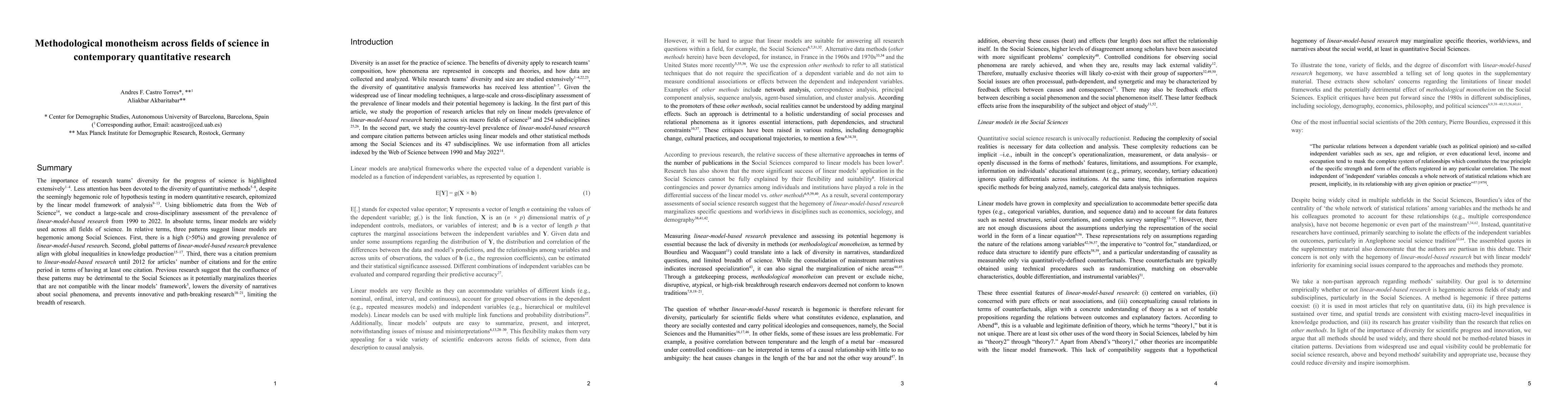 Thumbnail for Methodological monotheism across fields of science in contemporary
  quantitative research