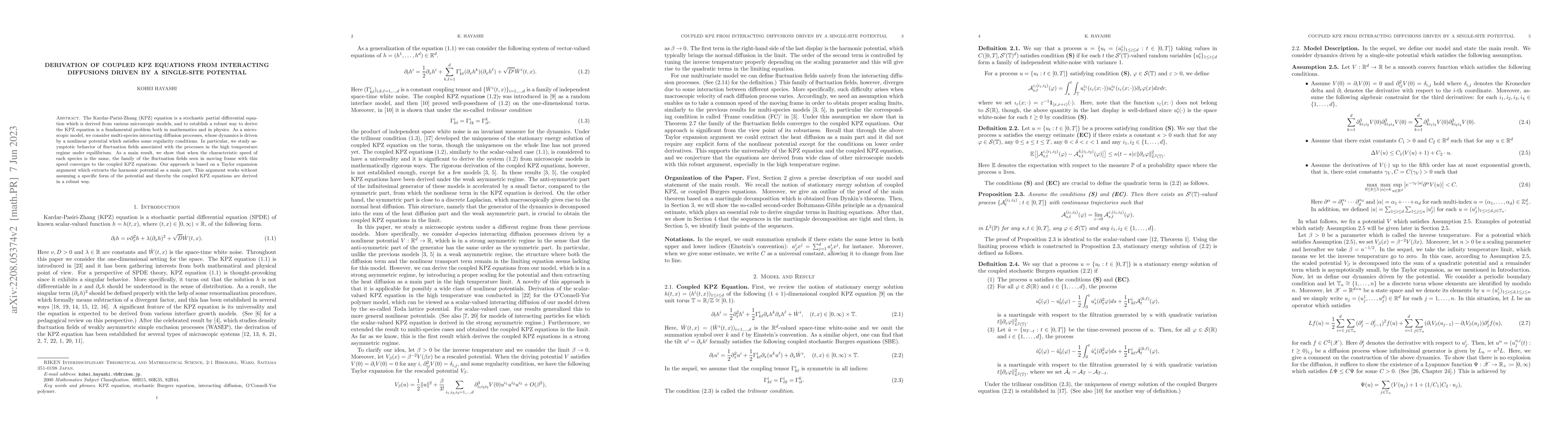 Thumbnail for Derivation of coupled KPZ equations from interacting diffusions driven
  by a single-site potential