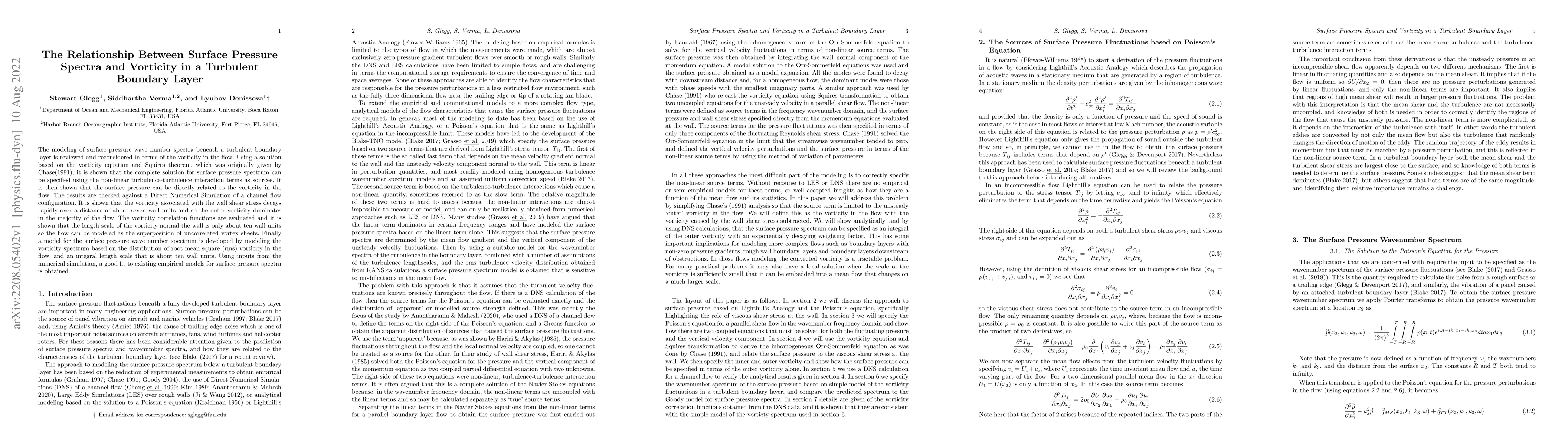 Thumbnail for The Relationship Between Surface Pressure Spectra and Vorticity in a
  Turbulent Boundary Layer