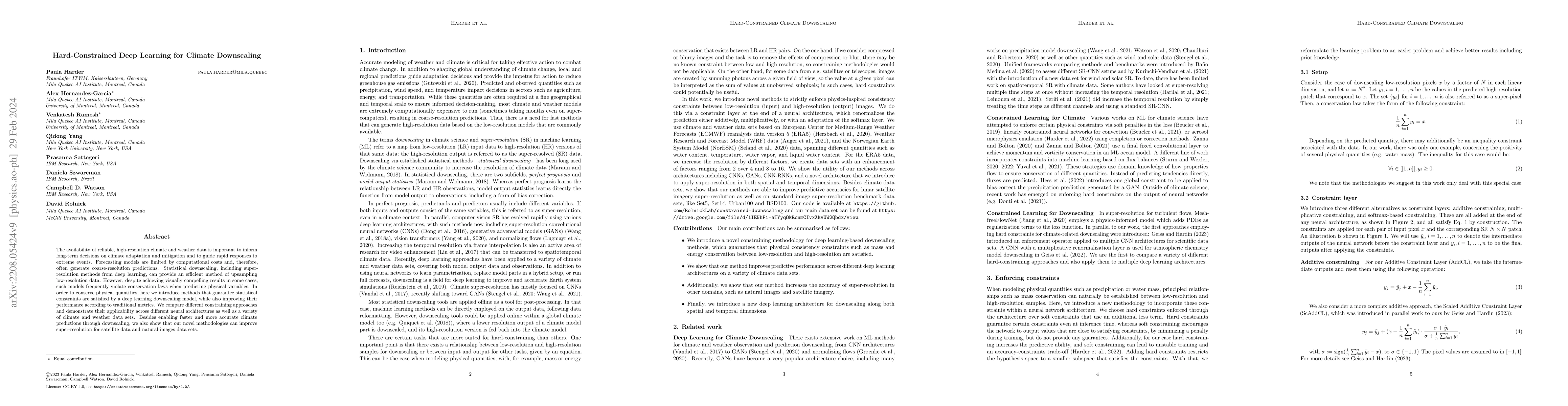Thumbnail for Hard-Constrained Deep Learning for Climate Downscaling