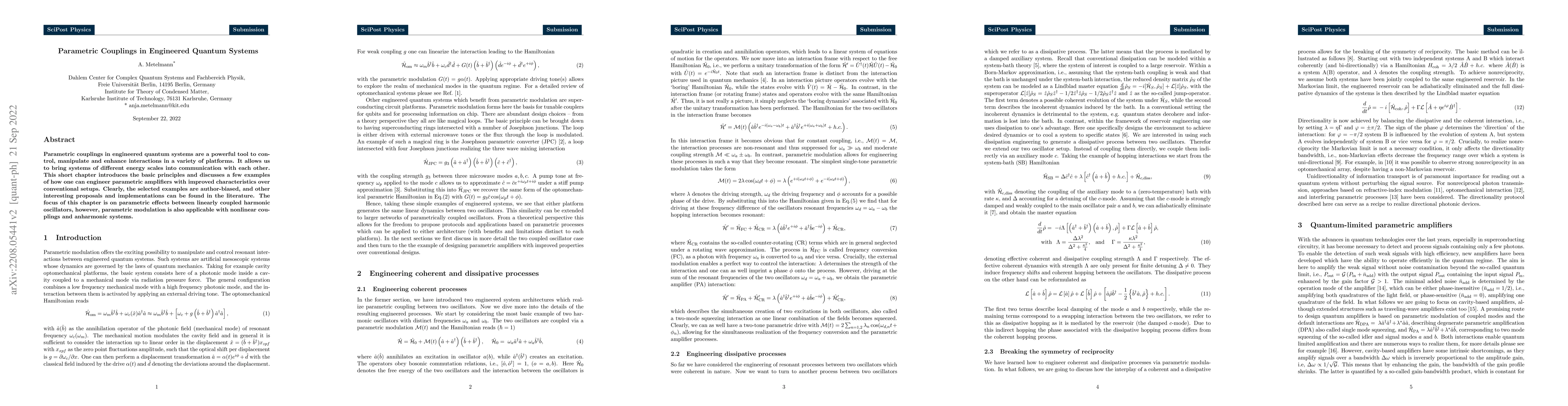 Thumbnail for Parametric Couplings in Engineered Quantum Systems