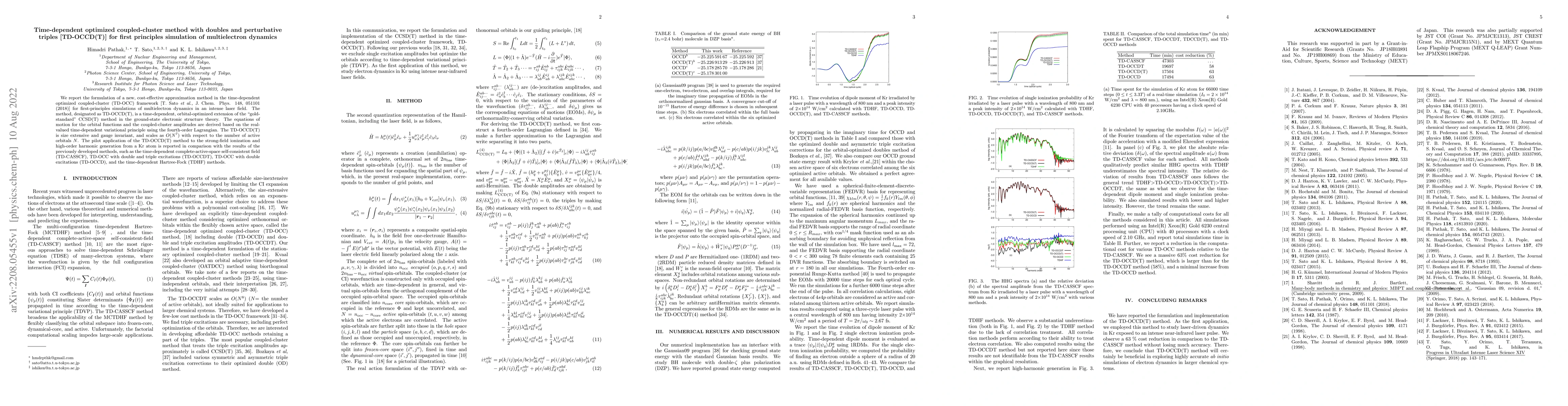 Thumbnail for Time-dependent optimized coupled-cluster method with doubles and
  perturbative triples [TD-OCCD(T)] for first principles simulation of
  multielectron dynamics