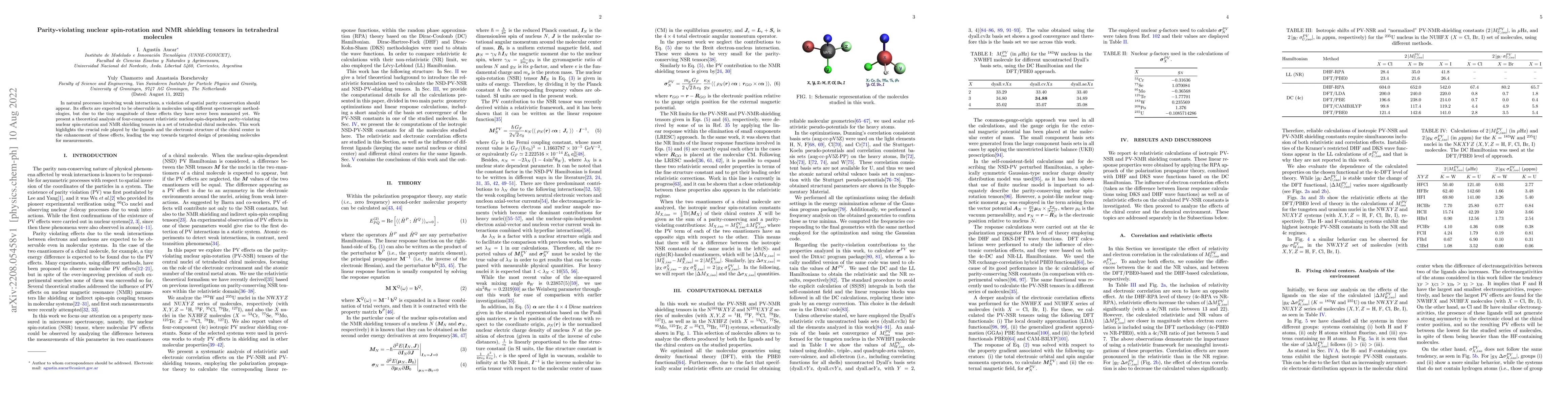 Thumbnail for Parity-violating nuclear spin-rotation and NMR shielding tensors in
  tetrahedral molecules