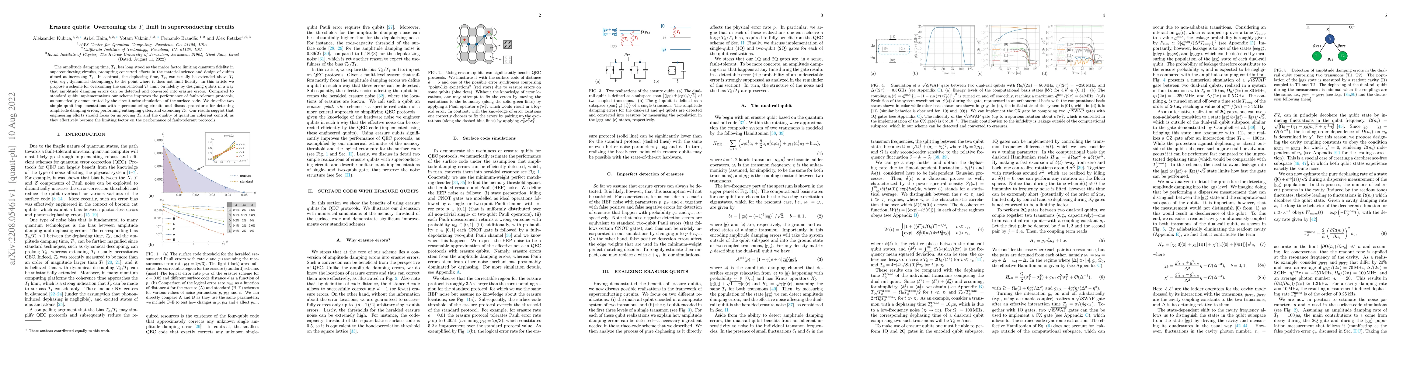 Thumbnail for Erasure qubits: Overcoming the $T_1$ limit in superconducting circuits