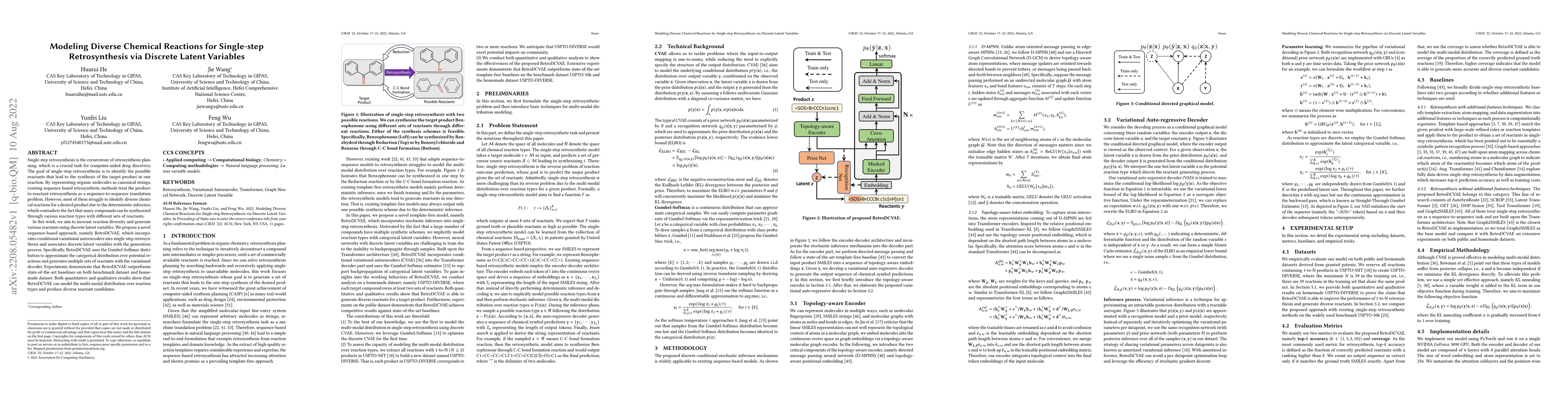 Thumbnail for Modeling Diverse Chemical Reactions for Single-step Retrosynthesis via
  Discrete Latent Variables