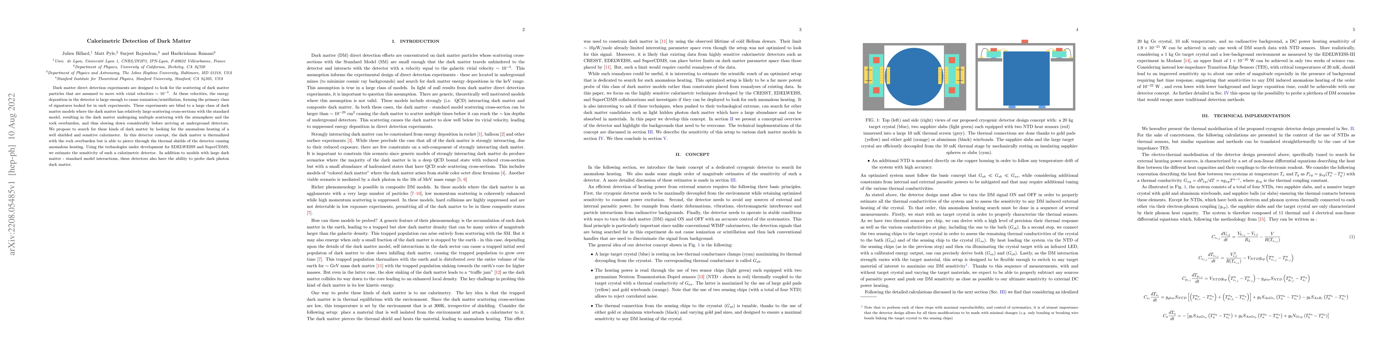 Thumbnail for Calorimetric Detection of Dark Matter