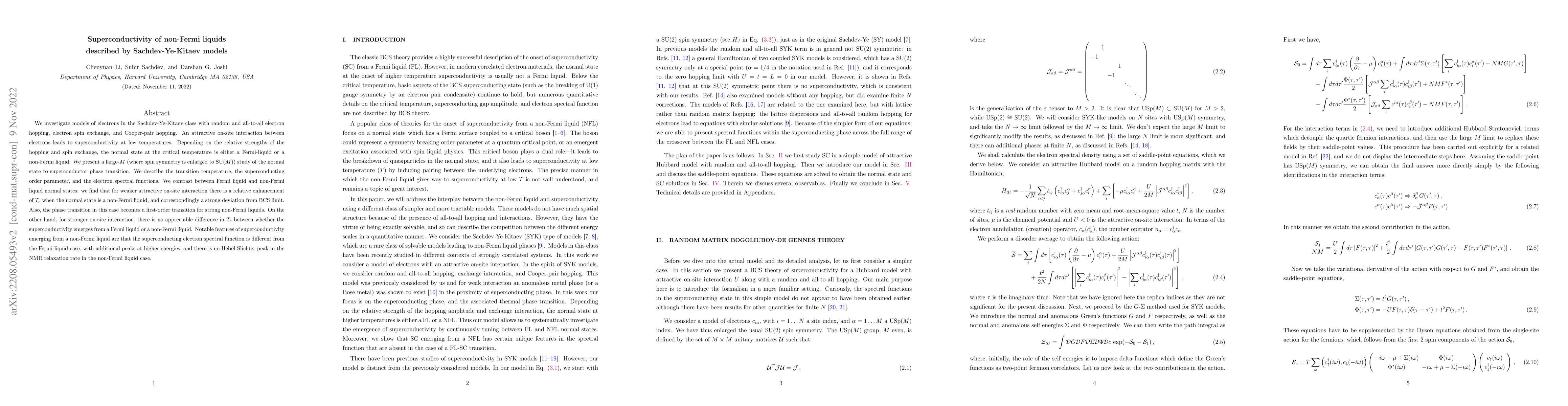 Thumbnail for Superconductivity of non-Fermi liquids described by Sachdev-Ye-Kitaev
  models