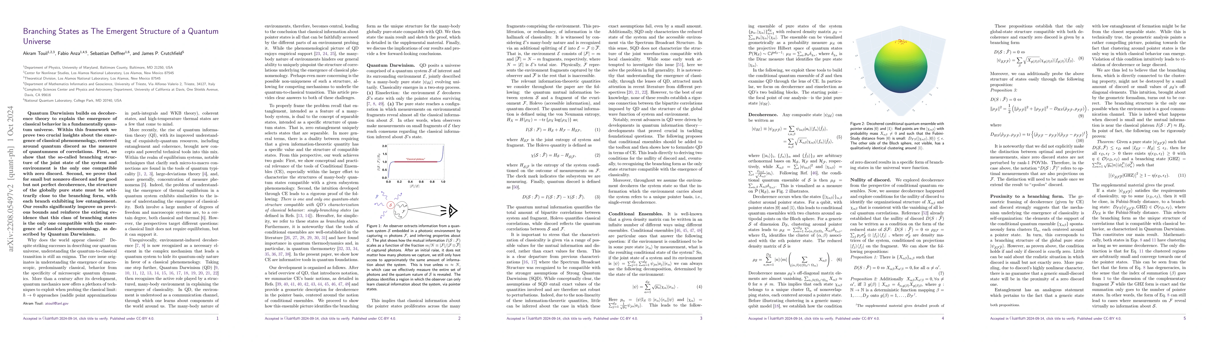 Thumbnail for Branching States as The Emergent Structure of a Quantum Universe