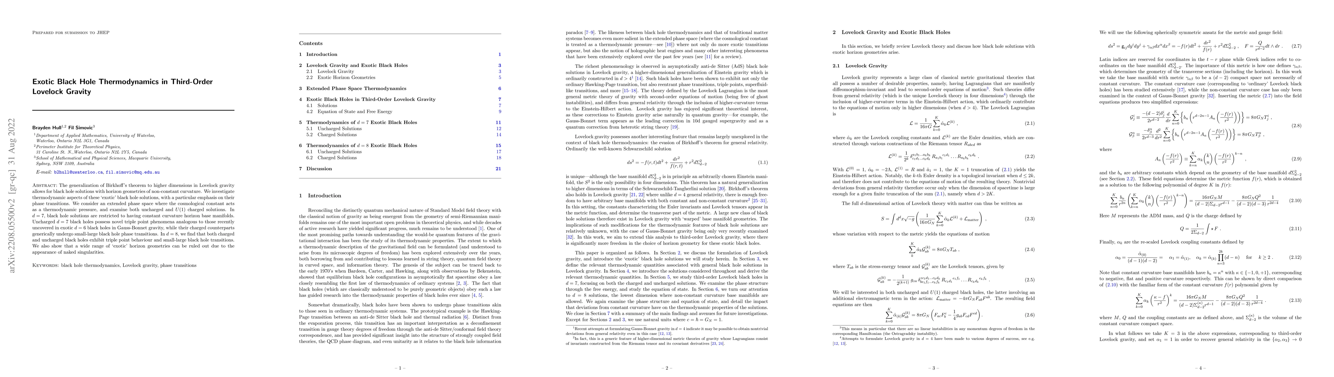 Thumbnail for Exotic Black Hole Thermodynamics in Third-Order Lovelock Gravity
