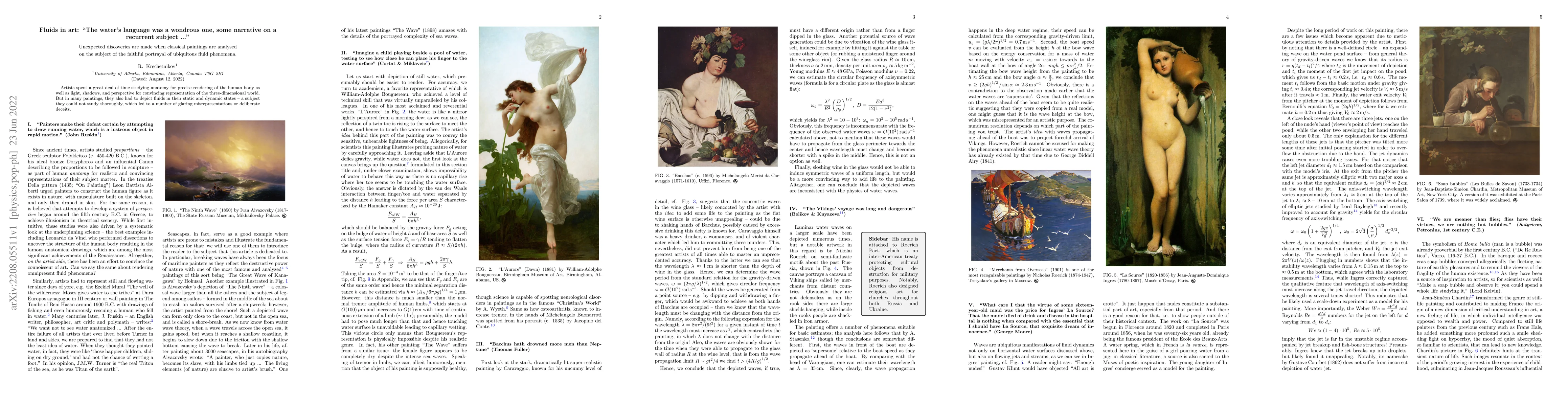Thumbnail for Fluids in art: "The water's language was a wondrous one, some narrative
  on a recurrent subject ..."