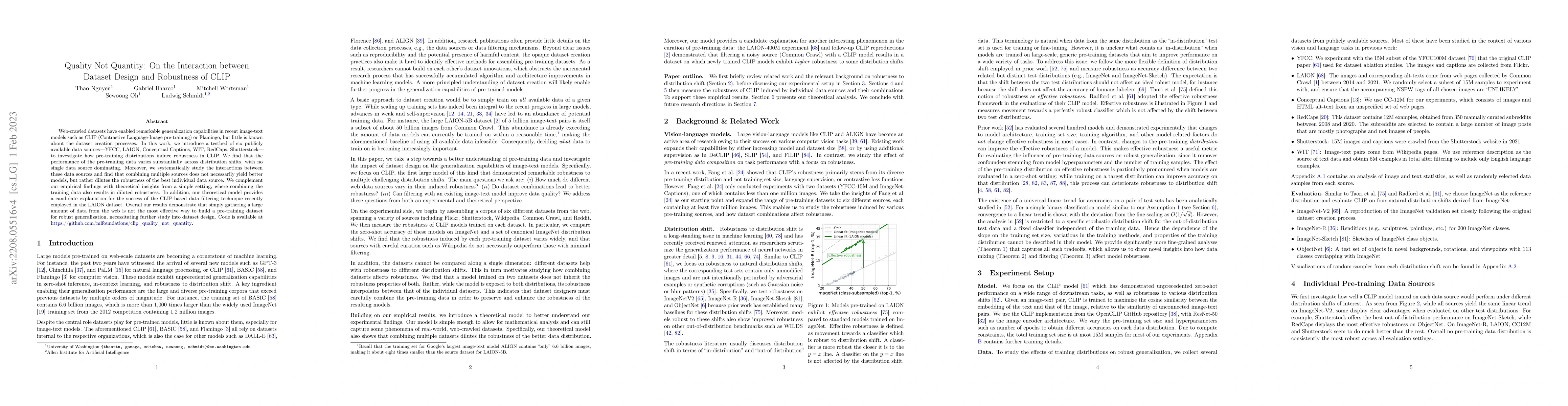Thumbnail for Quality Not Quantity: On the Interaction between Dataset Design and
  Robustness of CLIP