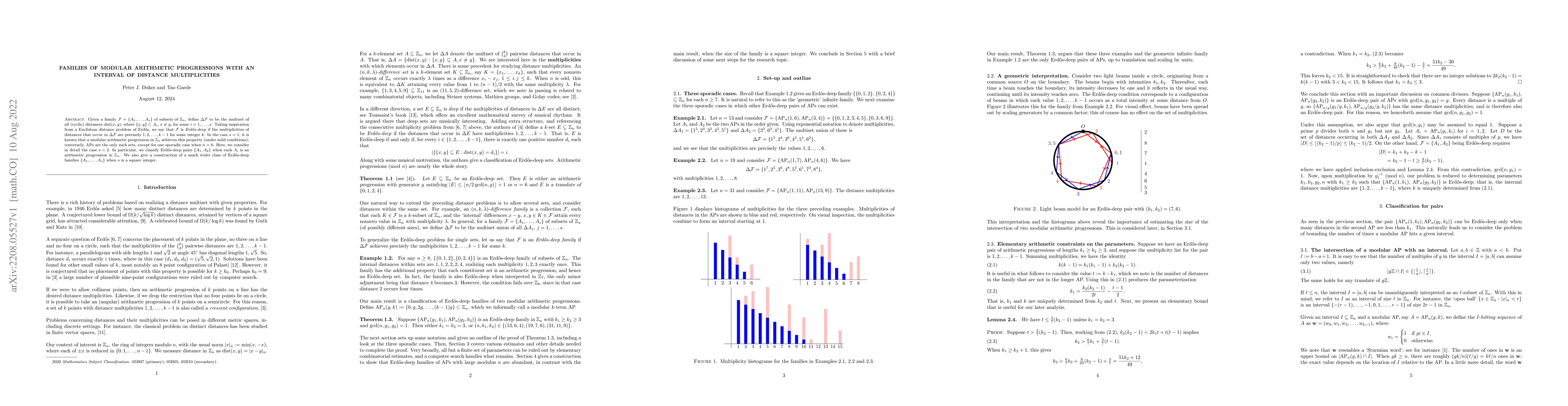 Thumbnail for Families of modular arithmetic progressions with an interval of distance
  multiplicities