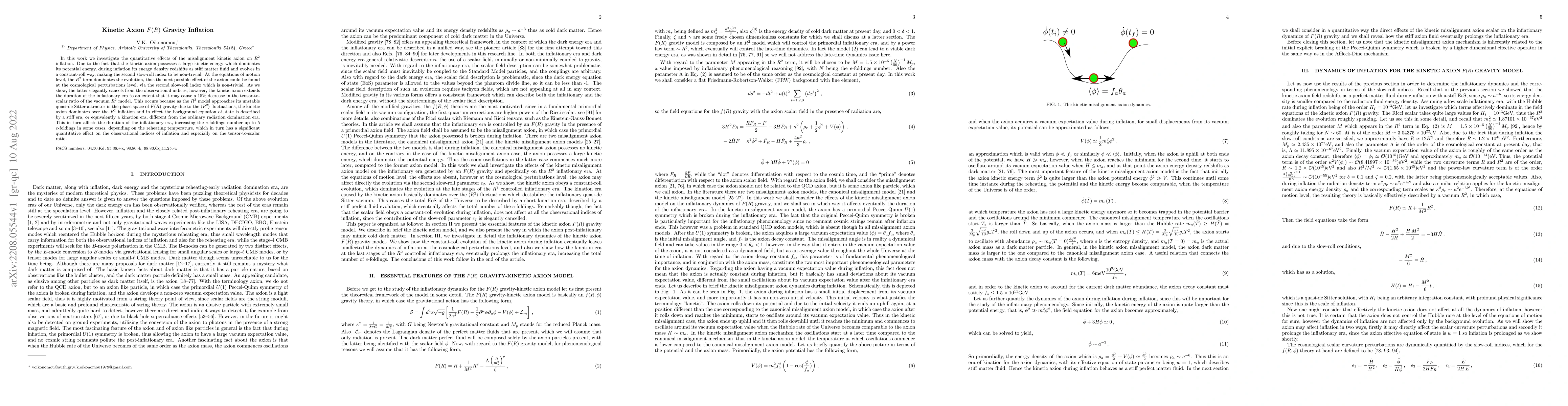 Thumbnail for Kinetic Axion $F(R)$ Gravity Inflation