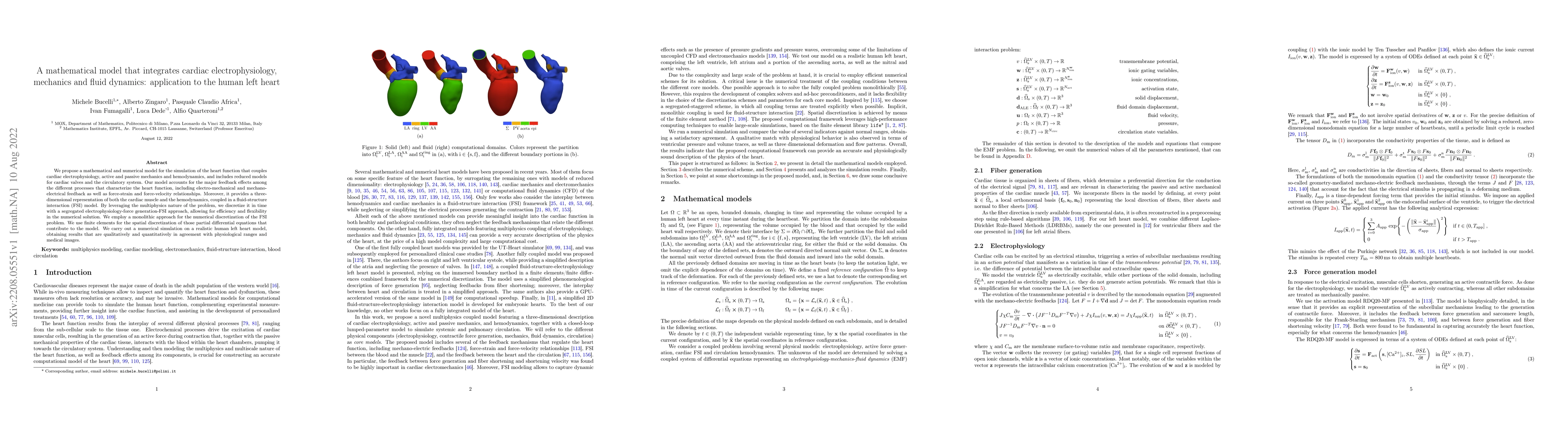 Thumbnail for A mathematical model that integrates cardiac electrophysiology,
  mechanics and fluid dynamics: application to the human left heart