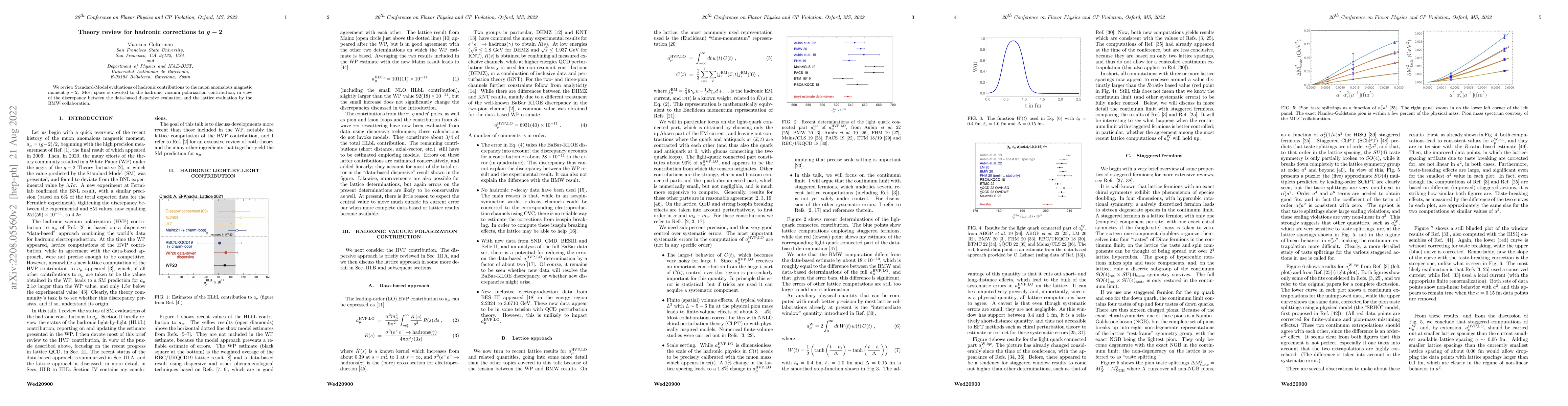 Thumbnail for Theory review for hadronic corrections to $g-2$