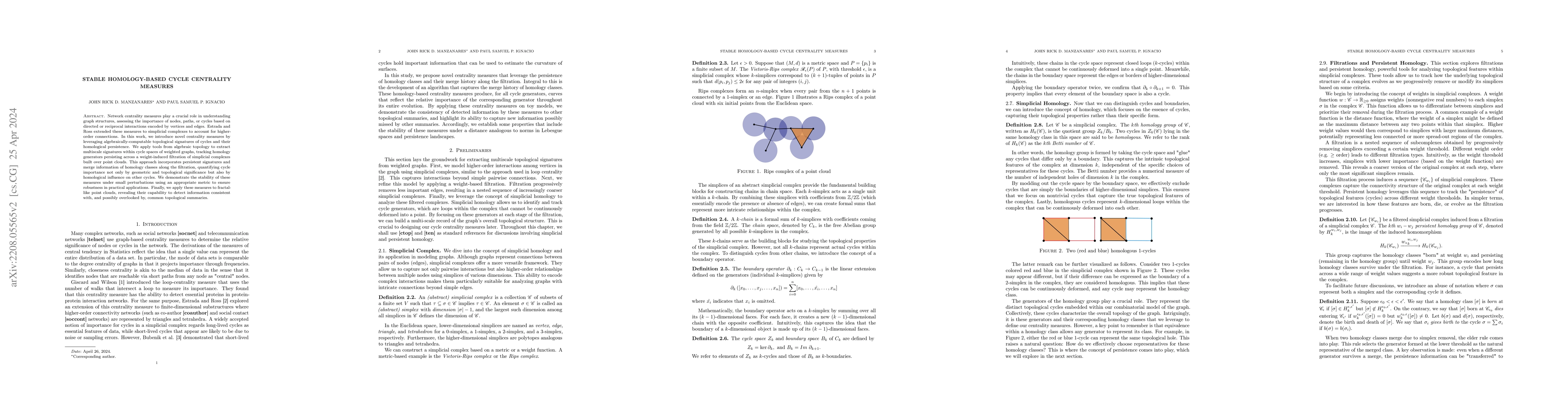 Thumbnail for Stable Homology-Based Cycle Centrality Measures