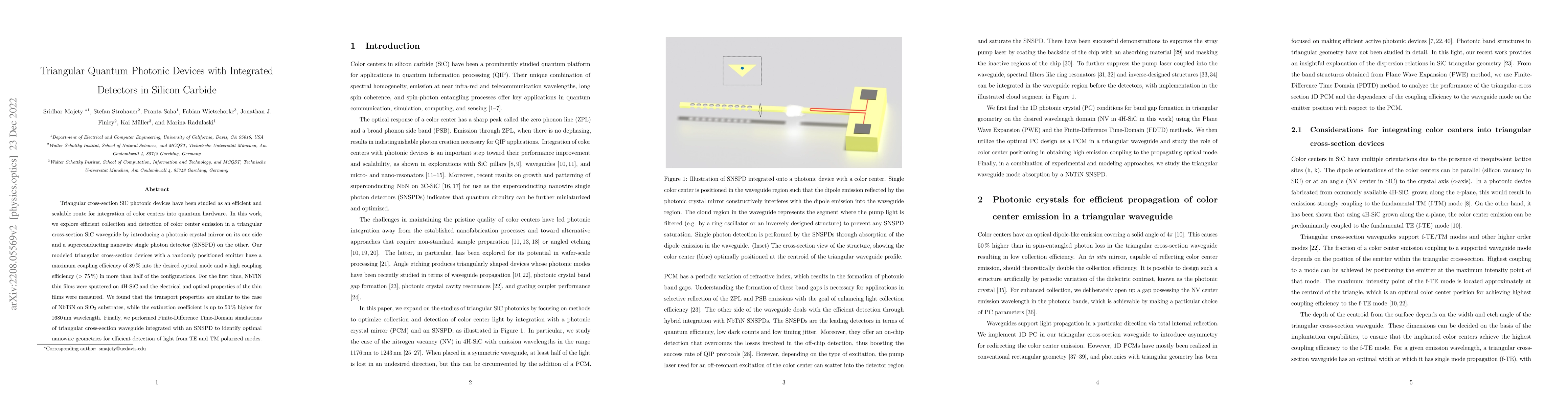 Thumbnail for Triangular Quantum Photonic Devices with Integrated Detectors in Silicon
  Carbide