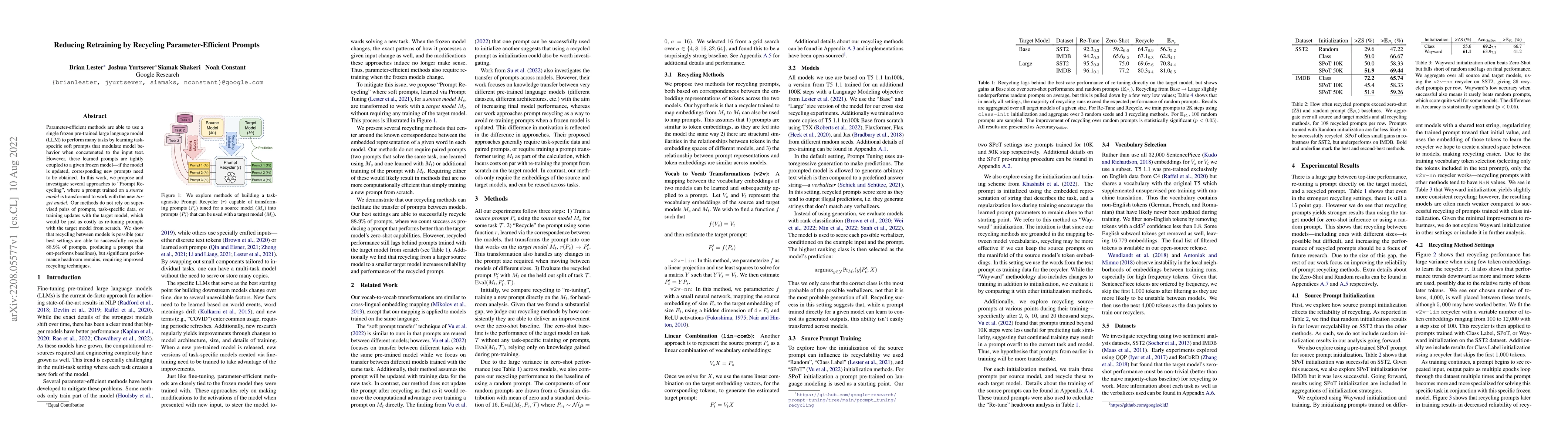 Thumbnail for Reducing Retraining by Recycling Parameter-Efficient Prompts