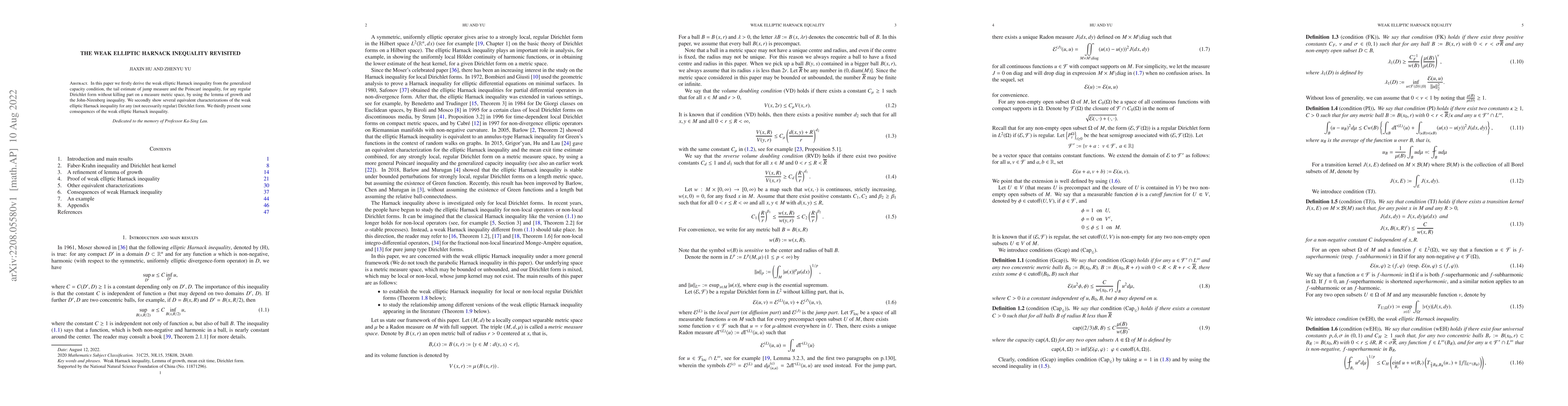 Thumbnail for The weak elliptic Harnack inequality revisited