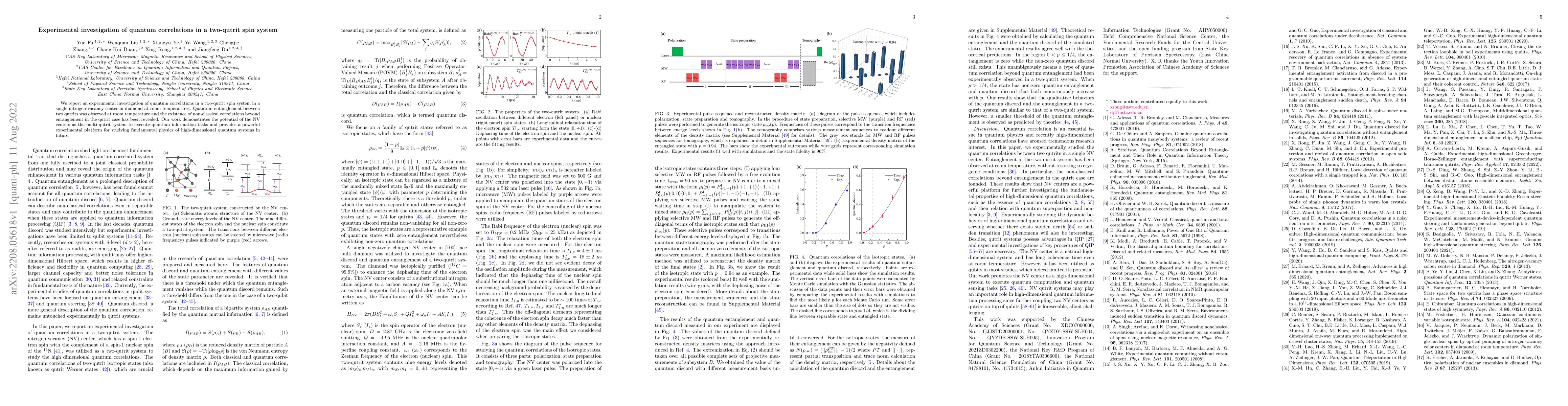 Thumbnail for Experimental investigation of quantum correlations in a two-qutrit spin
  system